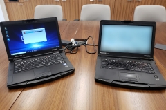 setup and data transfer to new laptop (left) from old laptop (right)