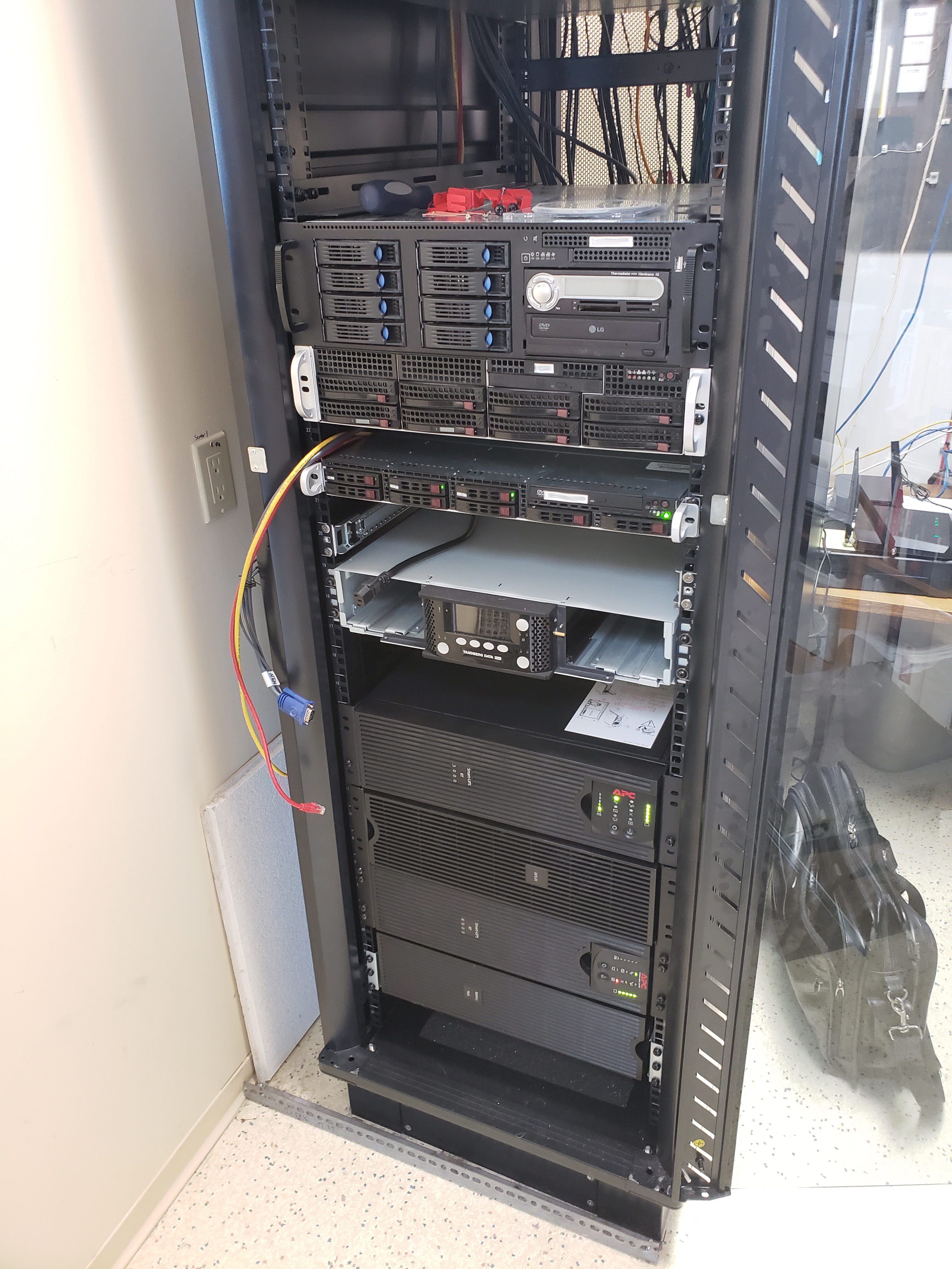 server rack and servers setup
