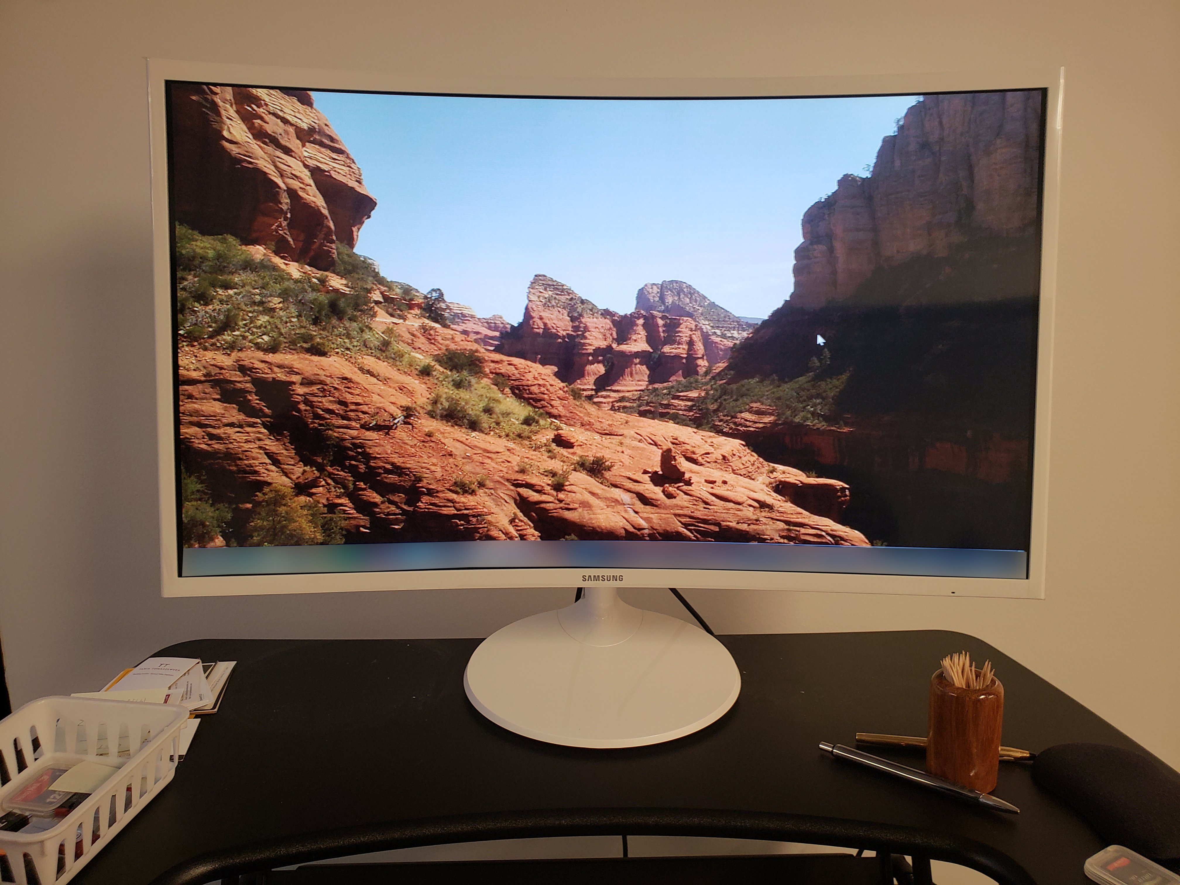 brand new curved monitor setup